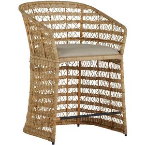 Libby 35.25 inch Natural Rattan / Dark Grey Metal / Vienna Custard Bar Counter Stool