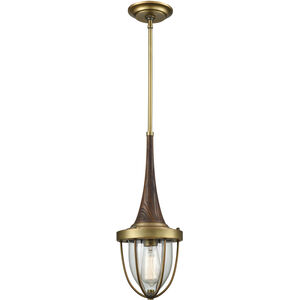 Sturgis 1 Light 7 inch Brushed Antique Brass with Clear and Rich Brown Mini Pendant Ceiling Light