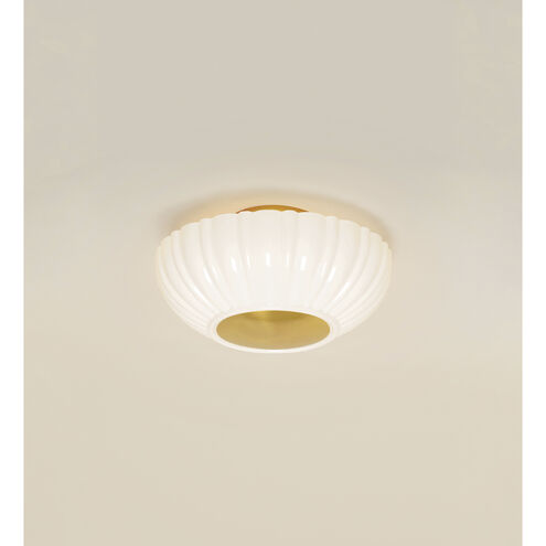 Anne 2 Light 15 inch Aged Brass Flush Mount Ceiling Light