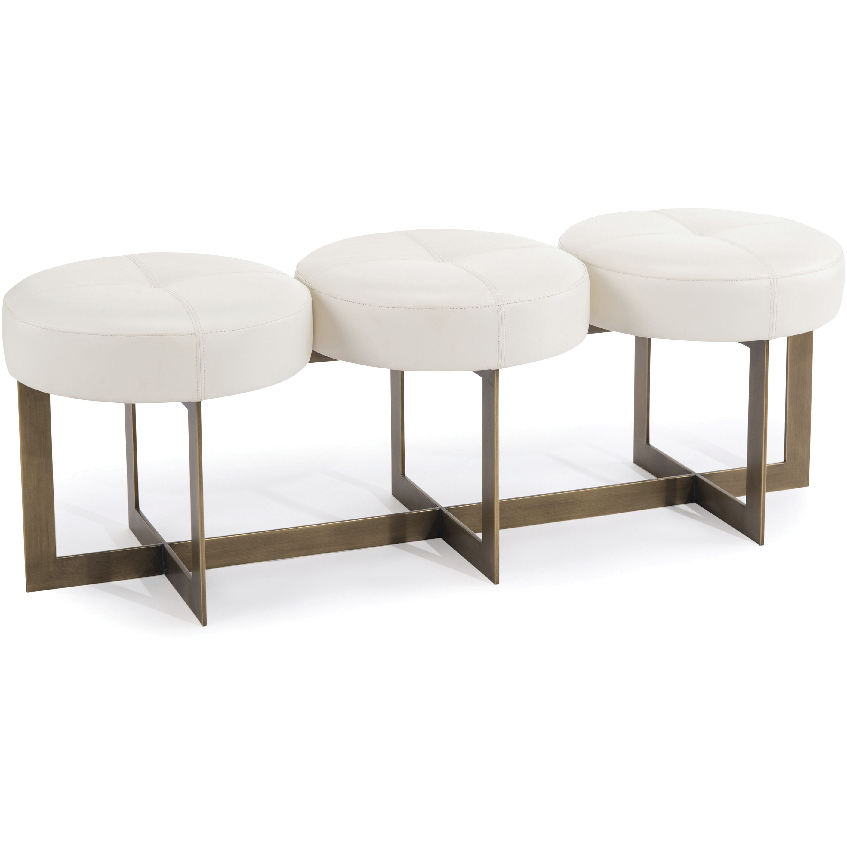 Leah White Leather Bench