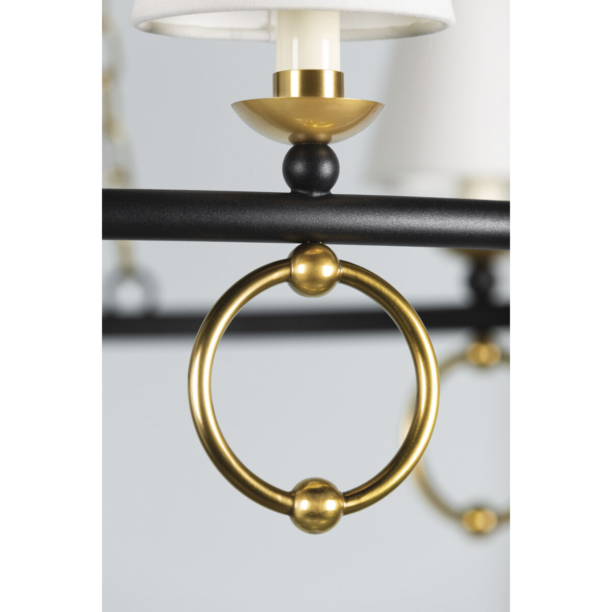 Haverford 6 Light 36.5 inch Aged Brass and Textured Black Chandelier Ceiling Light