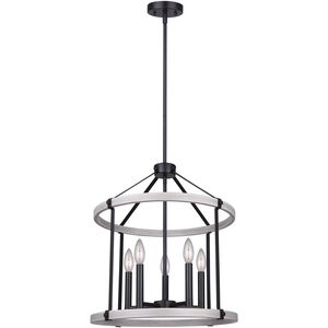 Joelle 5 Light 19 inch Matte Black/Brushed Grey Chandelier Ceiling Light