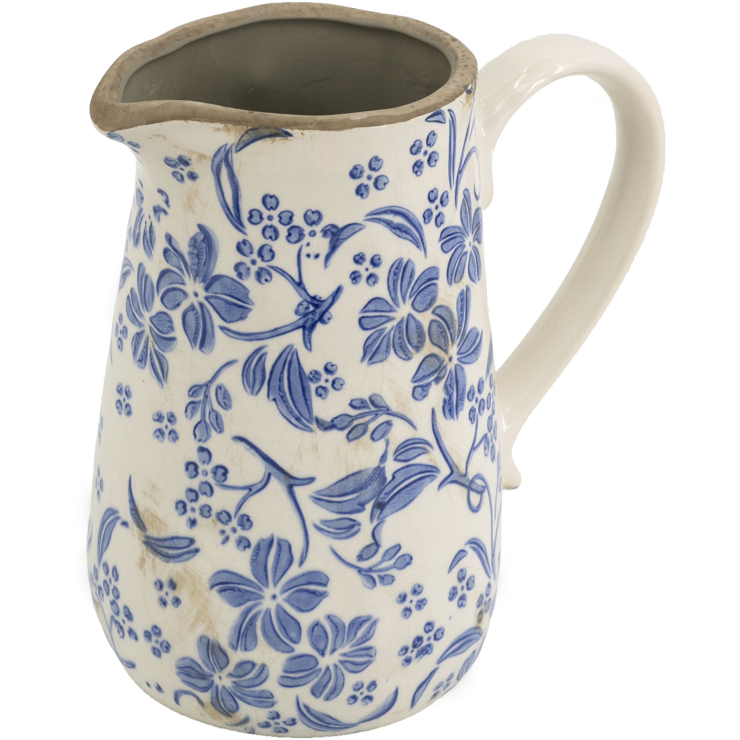 Flower Blue and White Pitcher