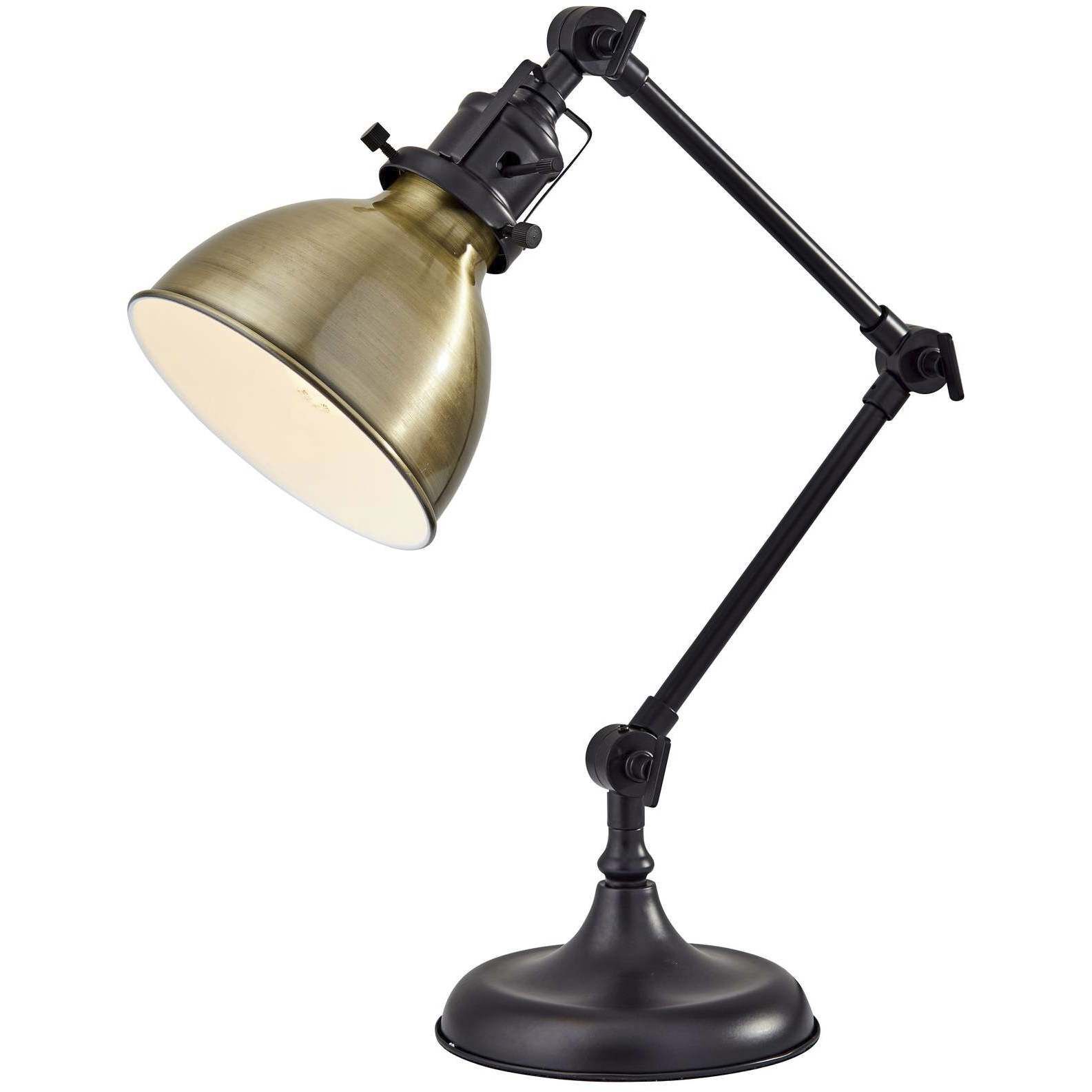 Alden 18.5 inch 40 watt Antique Bronze with Brass Accents Desk Lamp Portable Light, Simplee Adesso
