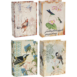 Book 3.9 X 1.8 inch White and Multi-Color Book Box, Set of 4