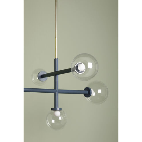 Sia 5 Light 43.25 inch Aged Brass/Slate Blue Chandelier Ceiling Light