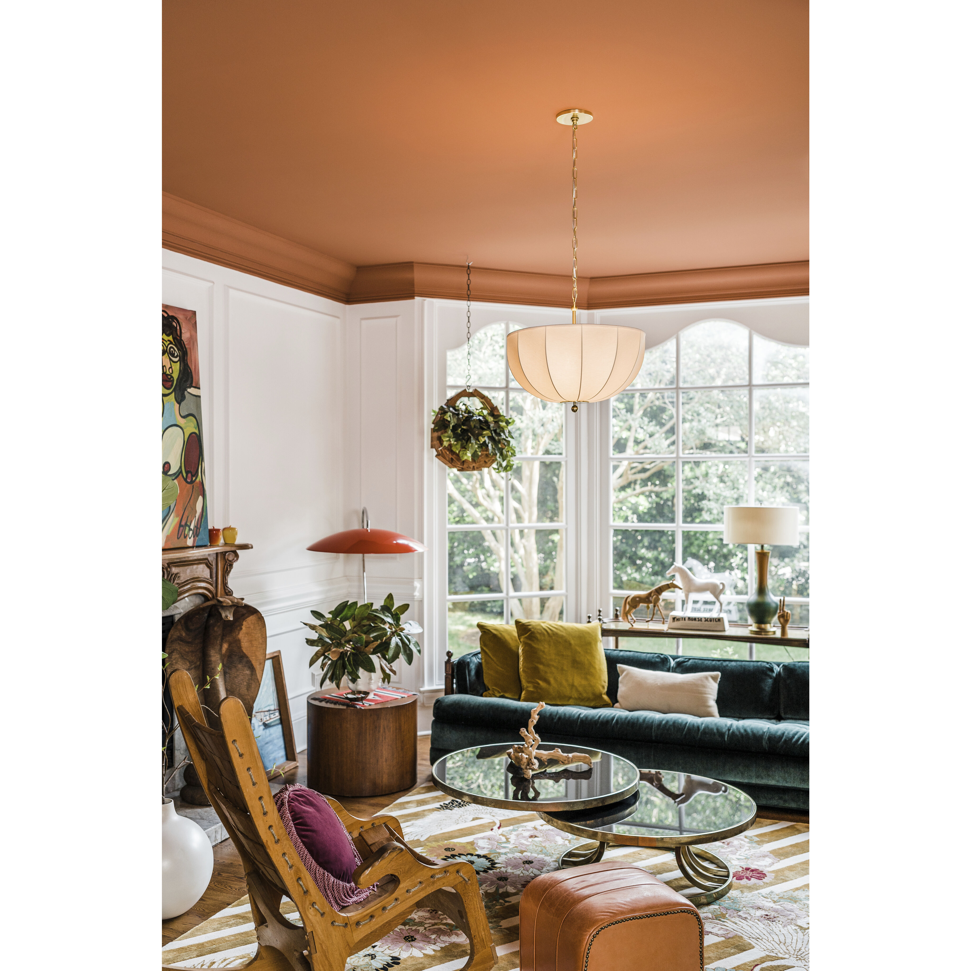 Meshelle 1 Light 20.25 inch Aged Brass Pendant Ceiling Light