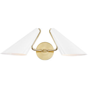 Talia 2 Light 21 inch Aged Brass/Dove Gray Wall Sconce Wall Light
