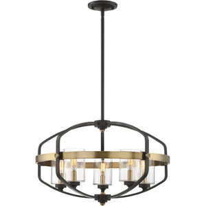 Kirkland 5 Light 24 inch English Bronze and Warm Brass Pendant Ceiling Light
