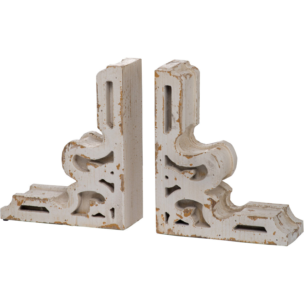 Kawan 7.7 X 3 inch Distressed White Book Ends, Set of 2
