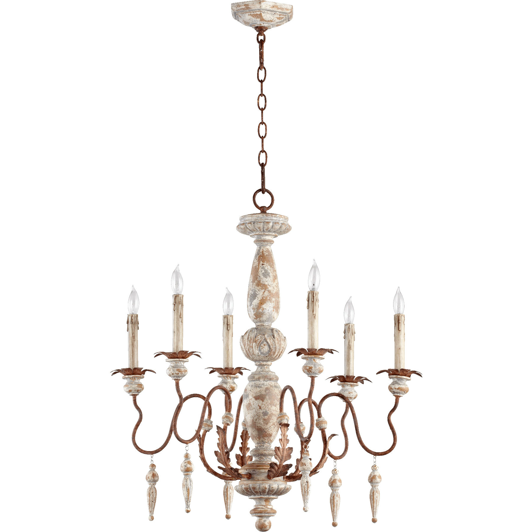 La Maison 6 Light 26 inch Manchester Grey with Rust Accents Chandelier Ceiling Light