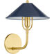 Mariel 1 Light 9.75 inch Aged Brass/Soft Navy Wall Sconce Wall Light in Aged Brass and Soft Navy