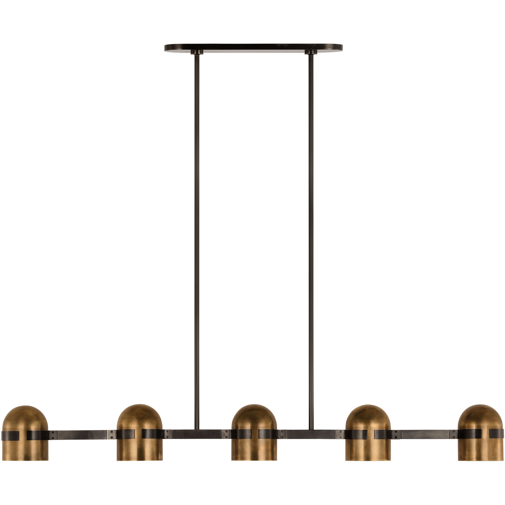 Avroko Octavia 5 Light 62 inch Blackened Bronze/Bright Worn Brass Linear Chandelier Ceiling Light