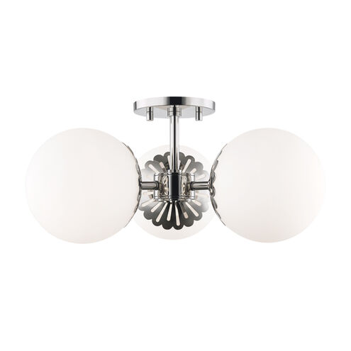 Paige 3 Light 18 inch Polished Nickel Semi Flush Ceiling Light