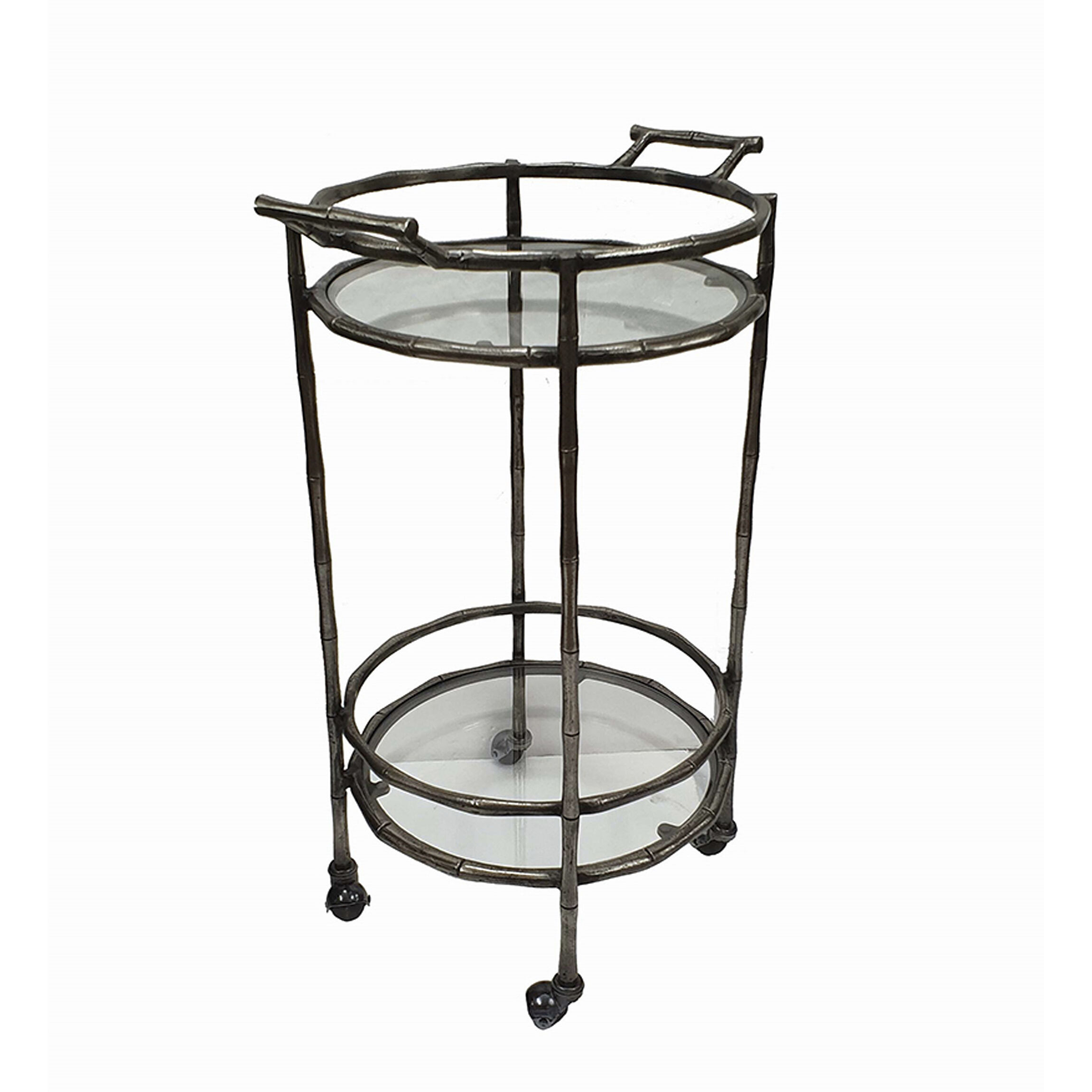 Bamboo Silver Antique Bar Cart