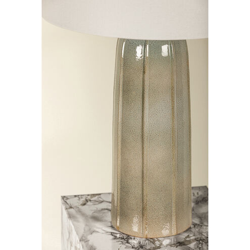 Kel 26 inch 15.00 watt Aged Brass and Ceramic Reactive Ash Table Lamp Portable Light