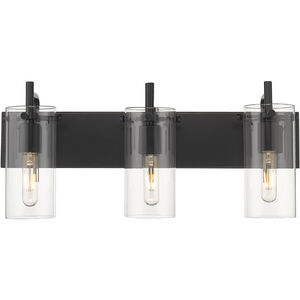 Auralume Press LED 24 inch Matte Black and Clear Bath Vanity Light Wall Light