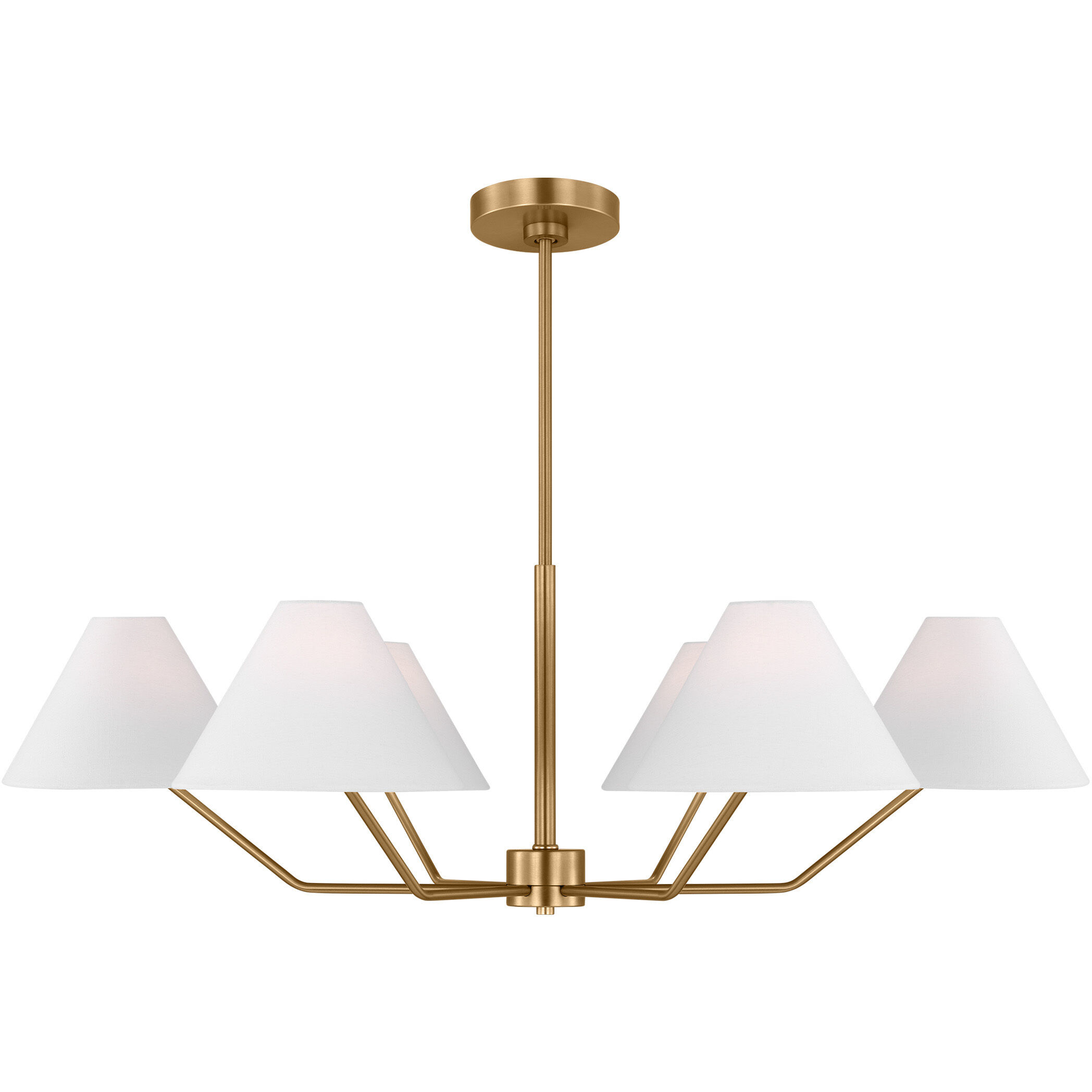 Drew & Jonathan Burke 6 Light 38 inch Satin Brass Chandelier Ceiling Light