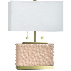 Edmund 21 inch 40 watt Pearl Blush and Polished Brass Table Lamp Portable Light