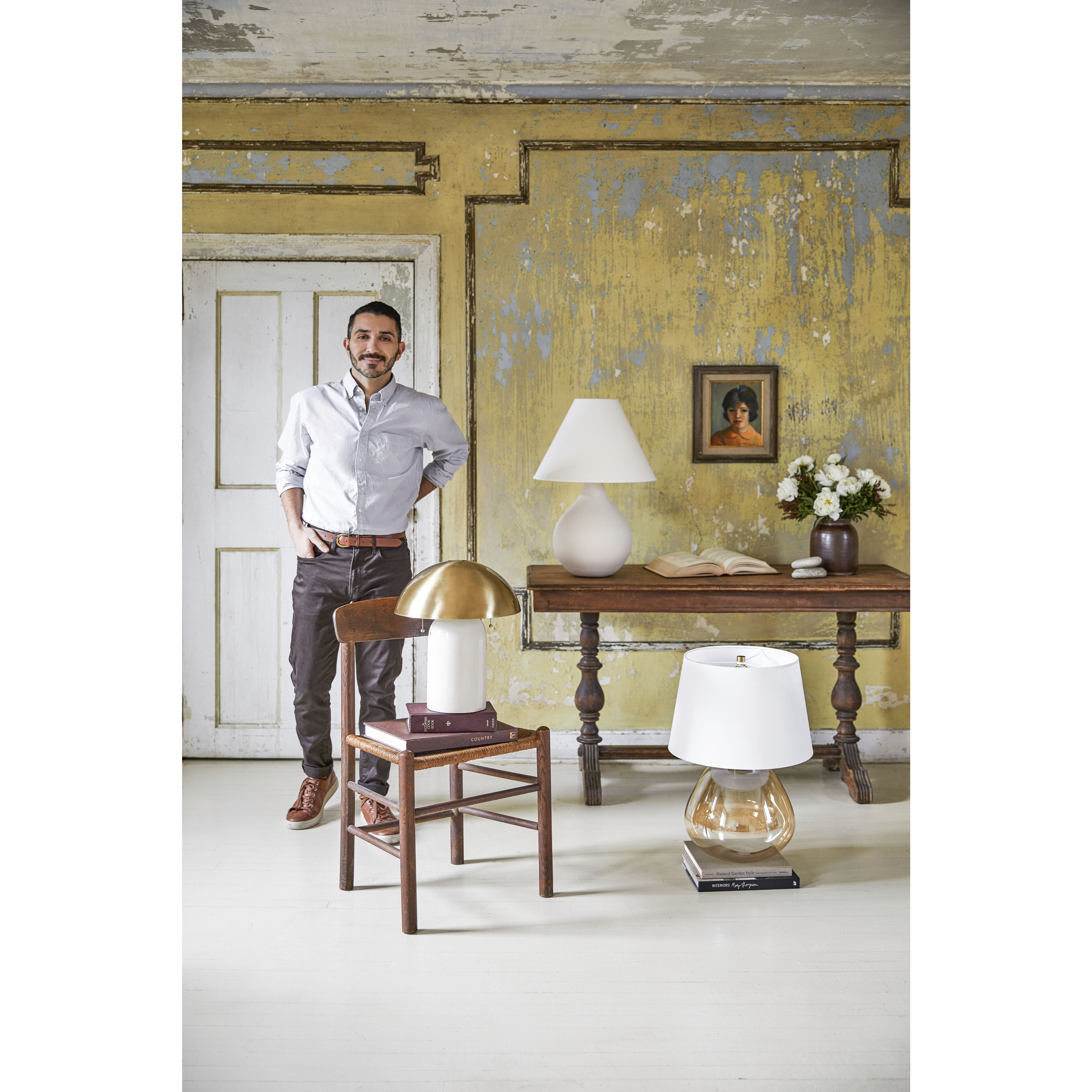 Thea 22.75 inch 60 watt Aged Brass Table Lamp Portable Light