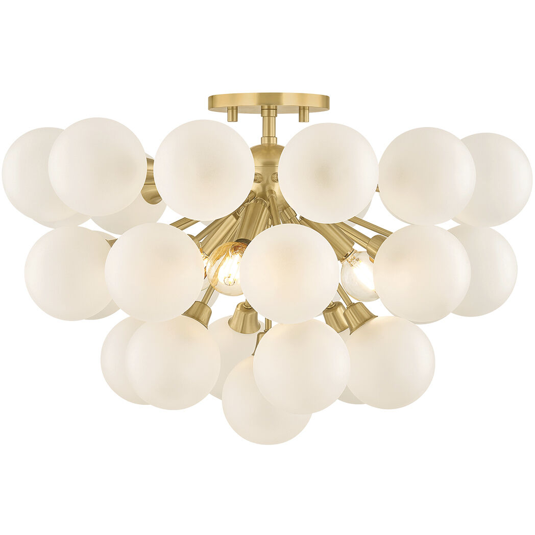 Antoneta 3 Light 20.5 inch Aged Brass Semi Flush Ceiling Light