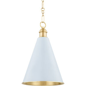 Fenimore 1 Light 12.5 inch Aged Brass and Soft Blue Pendant Ceiling Light