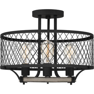 Benton 3 Light 16.75 inch Distressed Iron Semi-Flush Mount Ceiling Light