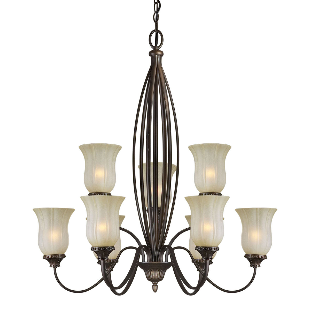Signature 9 Light 32 inch Antique Bronze Chandelier Ceiling Light