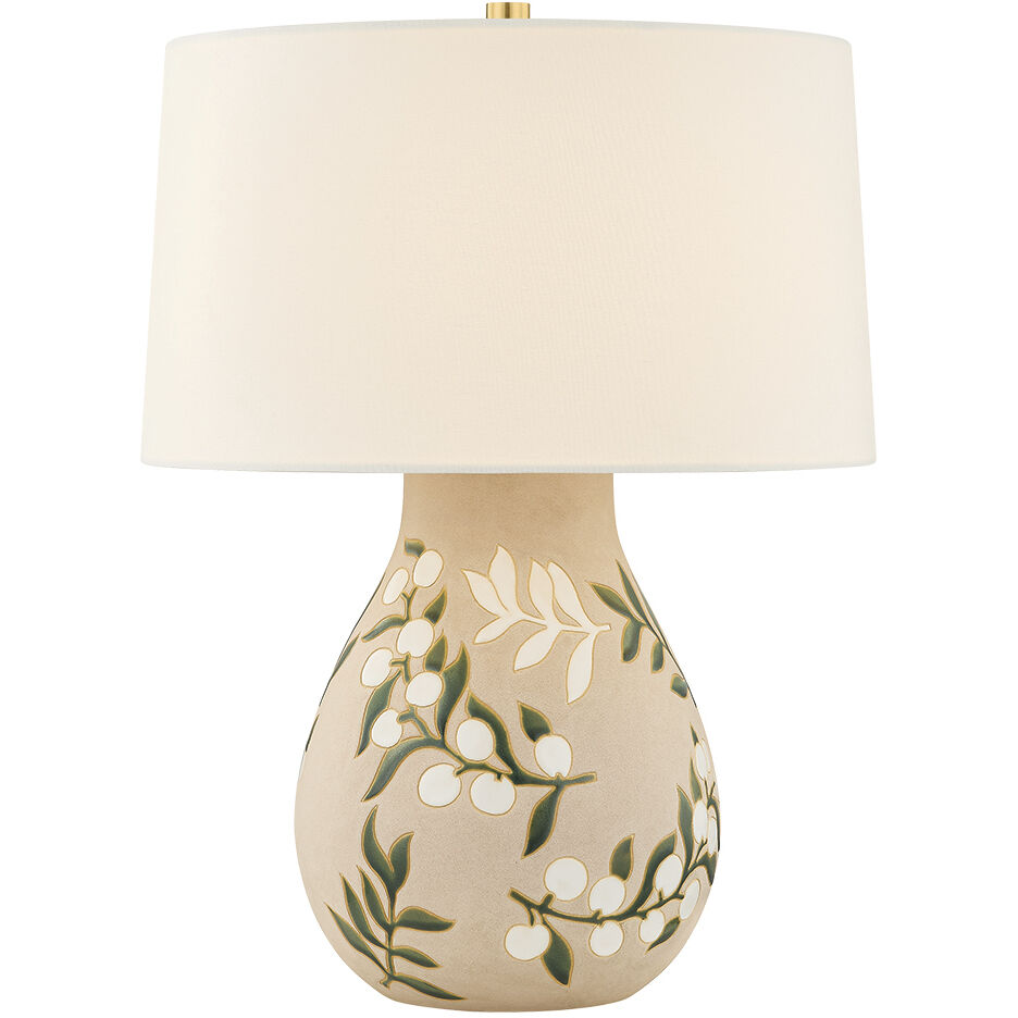 Maeve 20.25 inch 15 watt Aged Brass and Ceramic Maybell Motif Table Lamp Portable Light