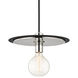 Milo 1 Light 14 inch Polished Nickel Pendant Ceiling Light in Polished Nickel and Black