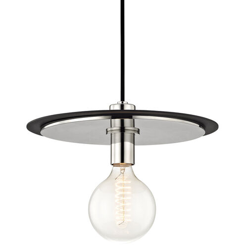 Milo 1 Light 14 inch Polished Nickel Pendant Ceiling Light in Polished Nickel and Black