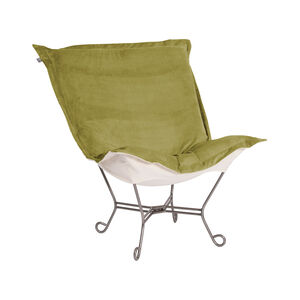 Puff Titanium Frame with Bella Moss Scroll Chair with Cover