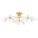 Twiggy 3 Light 25 inch Aged Brass/Textured White Combo Semi Flush Mount Ceiling Light