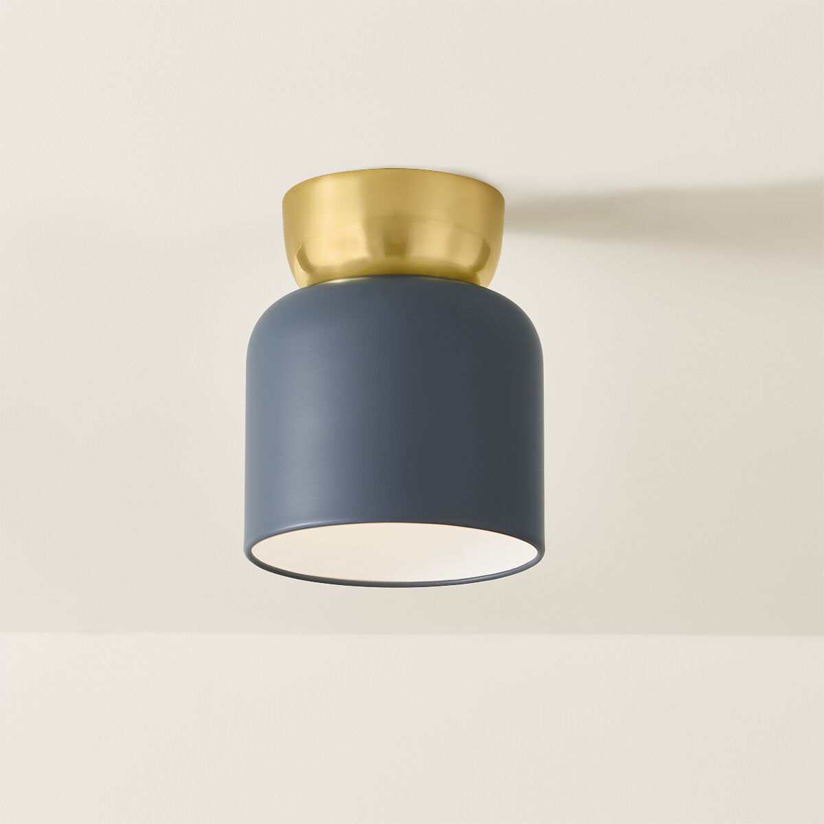 Batya 1 Light 6.25 inch Aged Brass/Slate Blue Flush Mount Ceiling Light