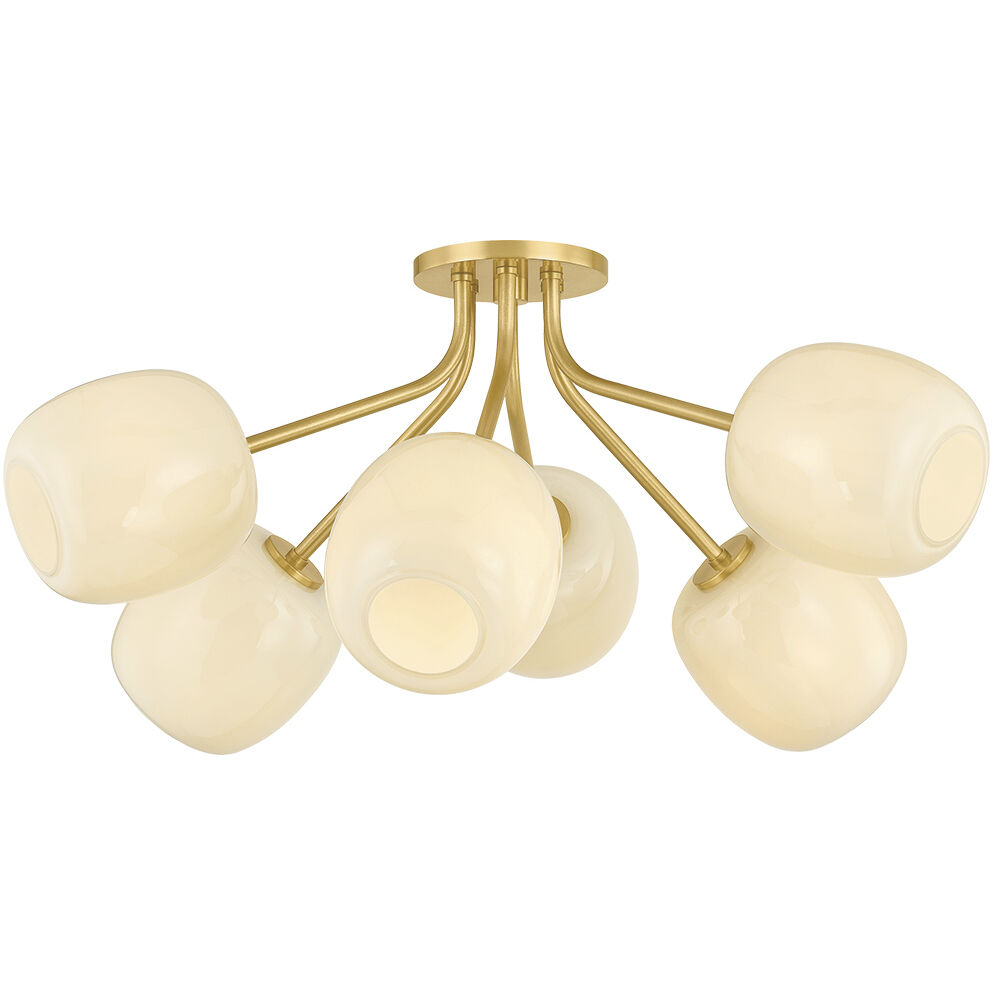 Lisette 6 Light 29.25 inch Aged Brass Semi Flush Ceiling Light