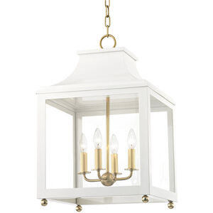 Leigh 4 Light 16 inch Aged Brass and White Pendant Ceiling Light