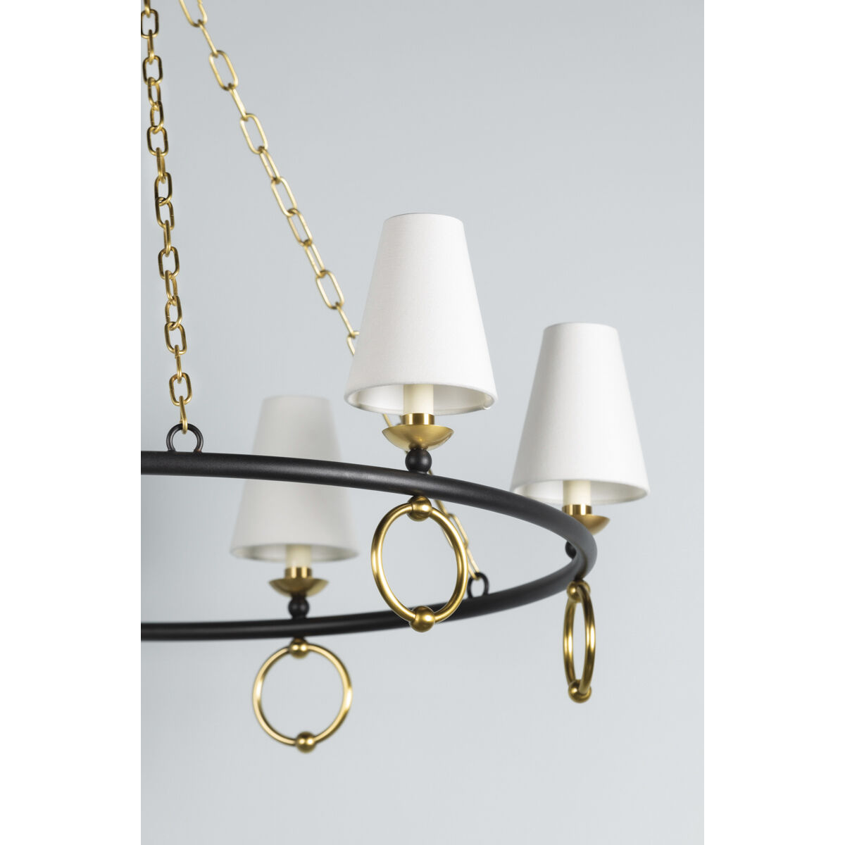 Haverford 6 Light 36.5 inch Aged Brass and Textured Black Chandelier Ceiling Light