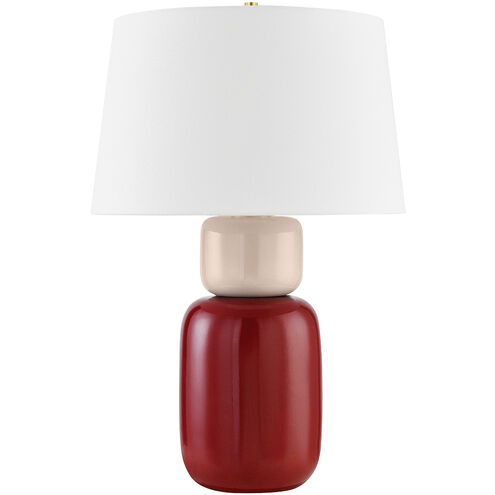 Batya 24 inch 15.00 watt Aged Brass/Ceramic Bordeaux Blush Table Lamp Portable Light