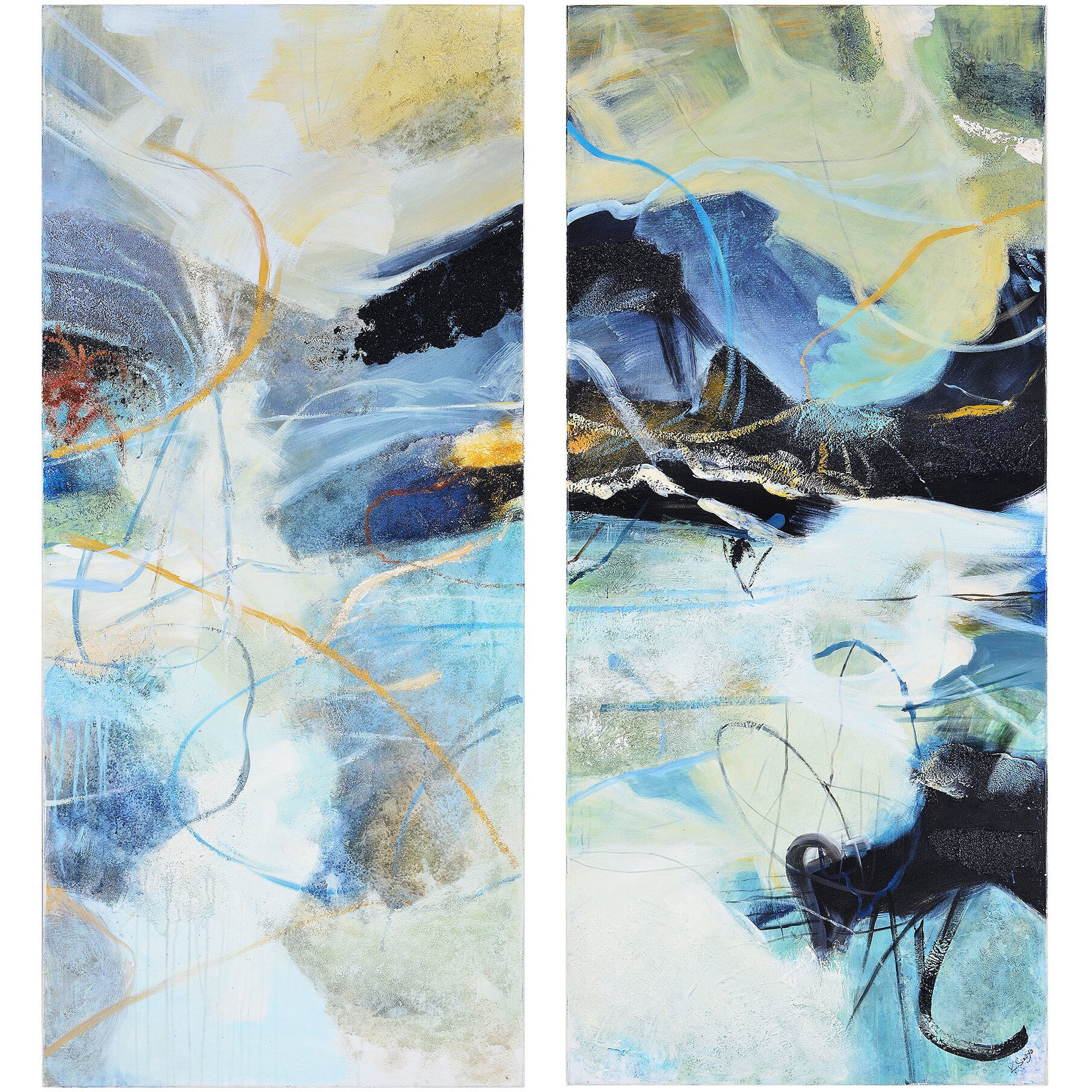 Aquarius Heavy Texture Canvas Art, Set of 2