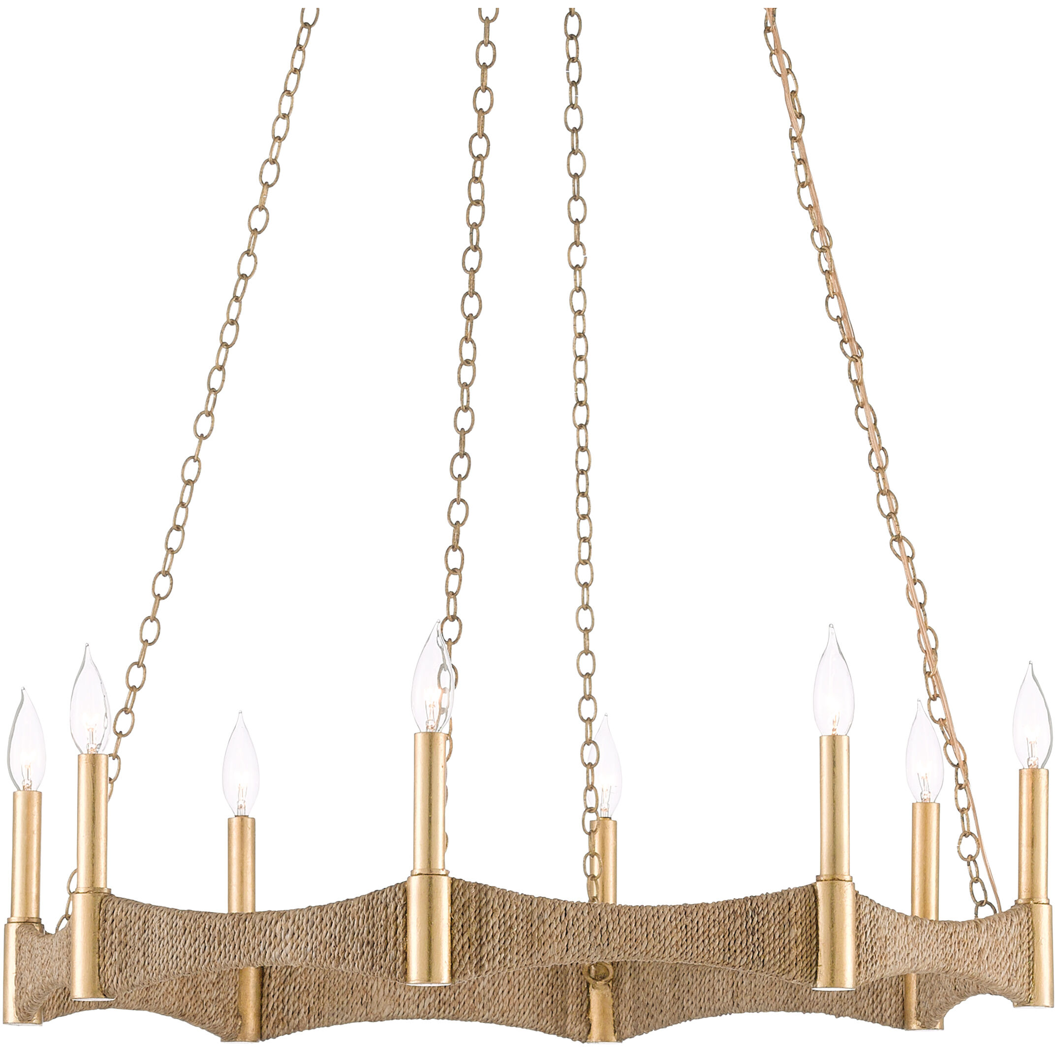 Mallorca 8 Light 32 inch Natural/Dark Contemporary Gold Leaf Chandelier Ceiling Light
