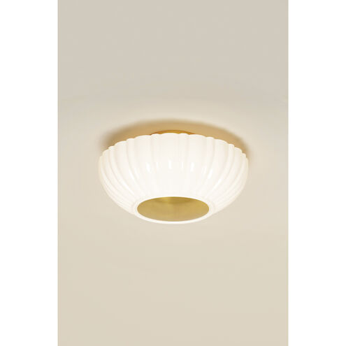Anne 2 Light 15 inch Aged Brass Flush Mount Ceiling Light