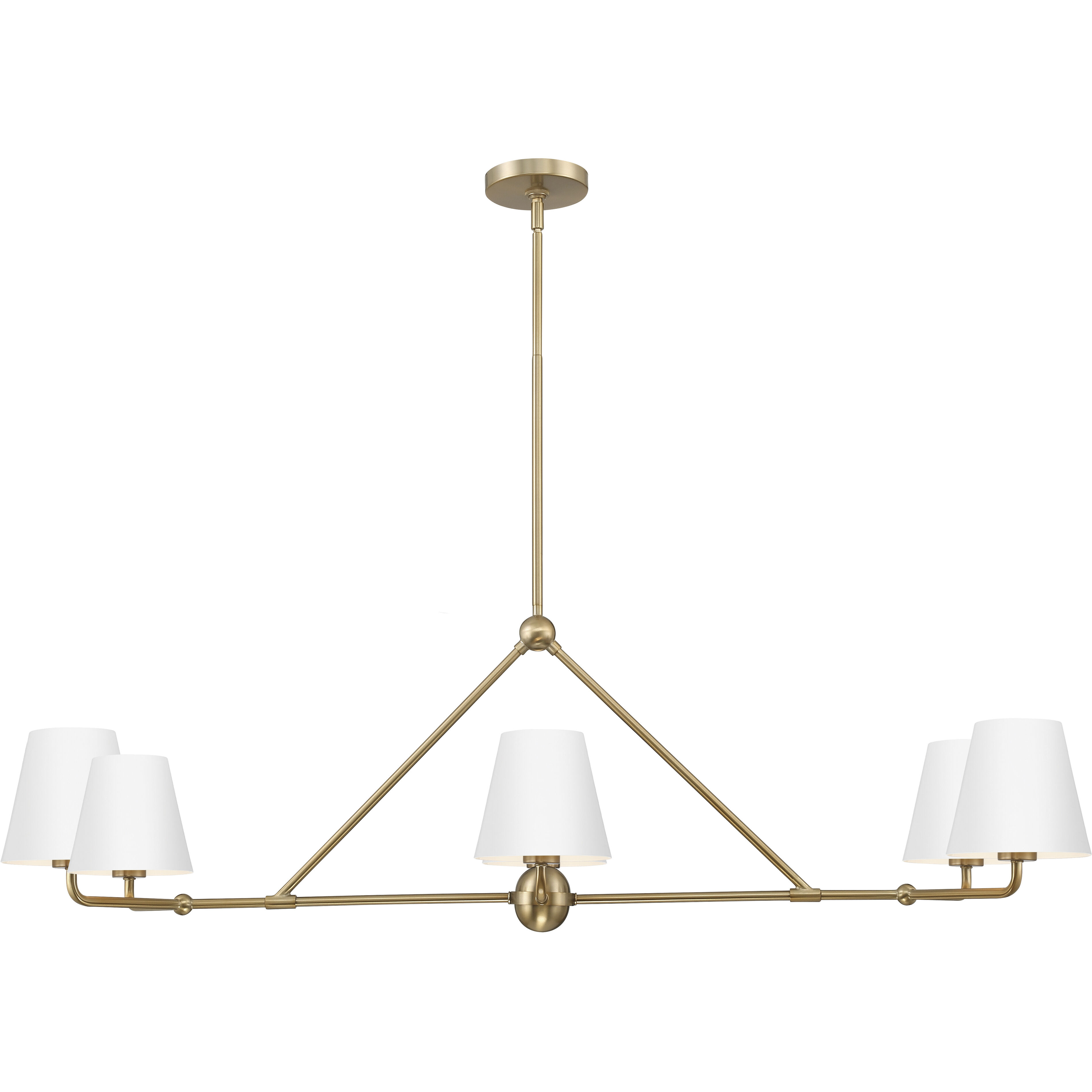 Xavier 6 Light 46 inch Vibrant Gold Linear Chandelier Ceiling Light in Vibrant Gold and White