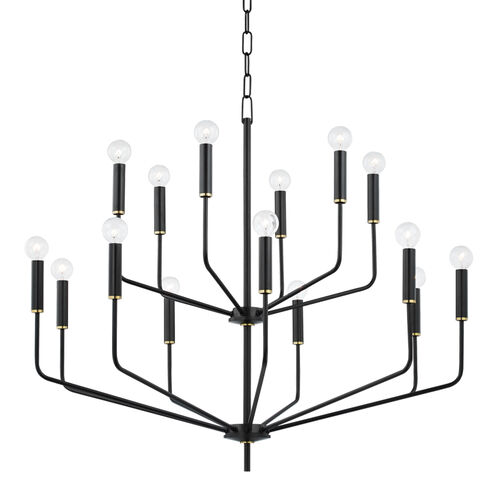 Bailey 15 Light 36 inch Aged Brass/Soft Black Chandelier Ceiling Light in Aged Brass and Soft Black