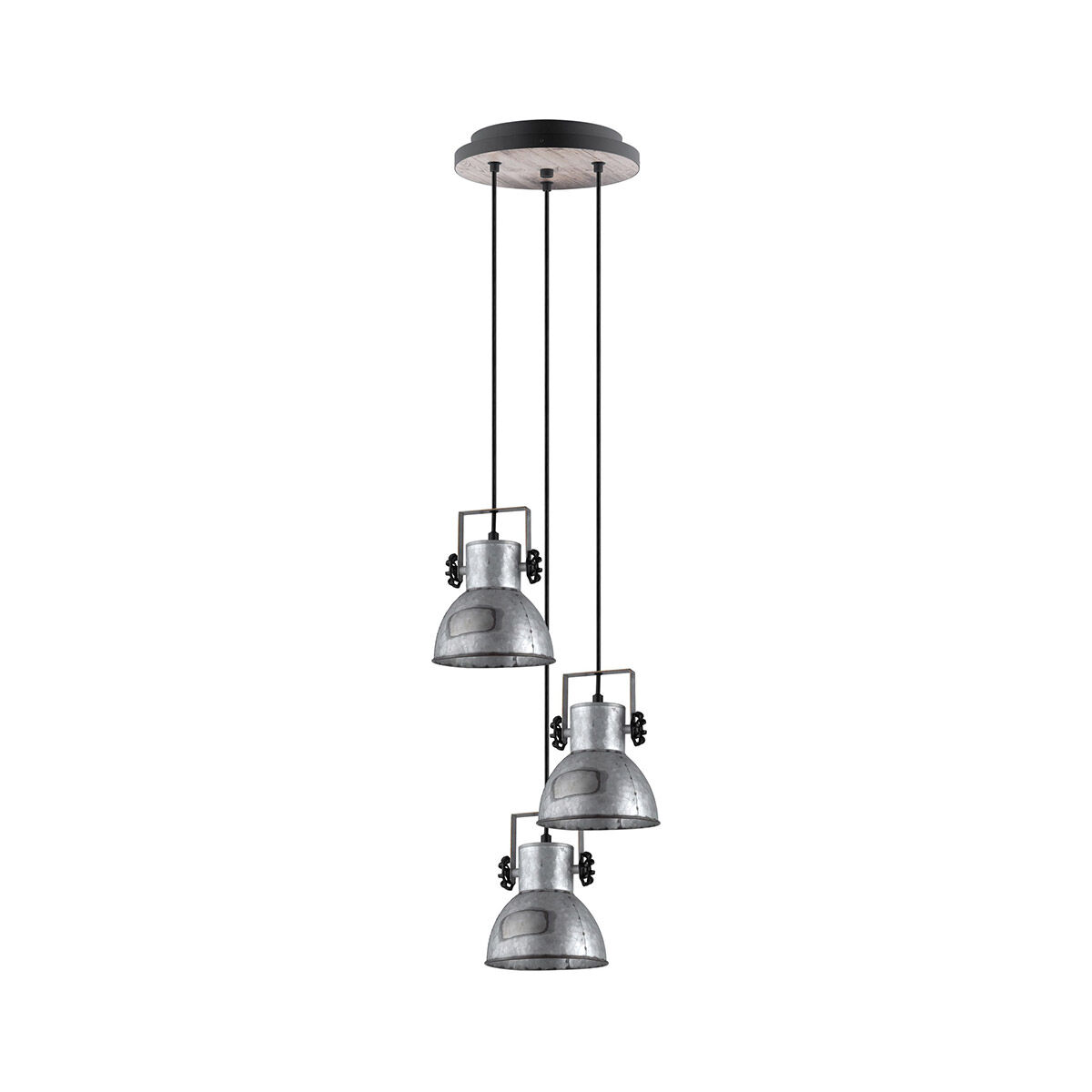 Barnstaple 3 Light 14 inch Distressed Zinc and Black Cascade Pendant Ceiling Light
