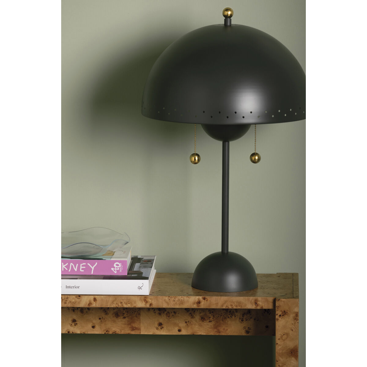 Jojo 25 inch 15.00 watt Aged Brass/Soft Studio Green Table Lamp Portable Light