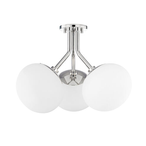 Estee 3 Light 19 inch Polished Nickel Semi Flush Ceiling Light