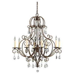 Chateau 8 Light 32 inch Mocha Bronze Chandelier Ceiling Light, Medium