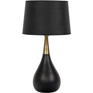 Bejamin 26.5 inch 100 watt Flat Black and Satin Brass Table Lamp Portable Light