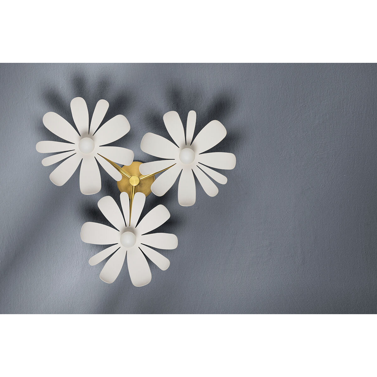 Twiggy 3 Light 25 inch Aged Brass/Textured White Combo Semi Flush Mount Ceiling Light