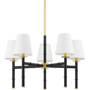 Banyan 5 Light 28 inch Aged Brass and Soft Black Chandelier Ceiling Light